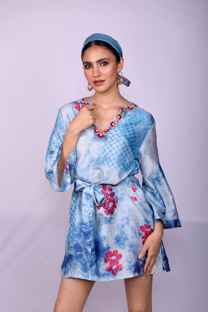 Embroidered Handloom Silk Tunic Shift Dress