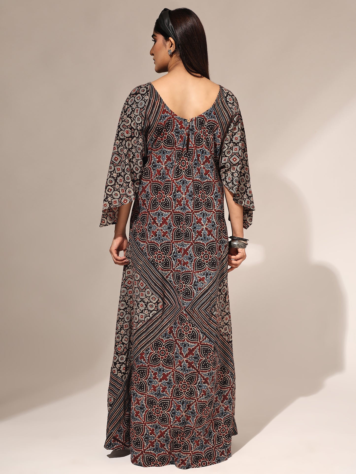 Bias Cut Ajrakh Blockprint Maxi Dress - 2 Colors