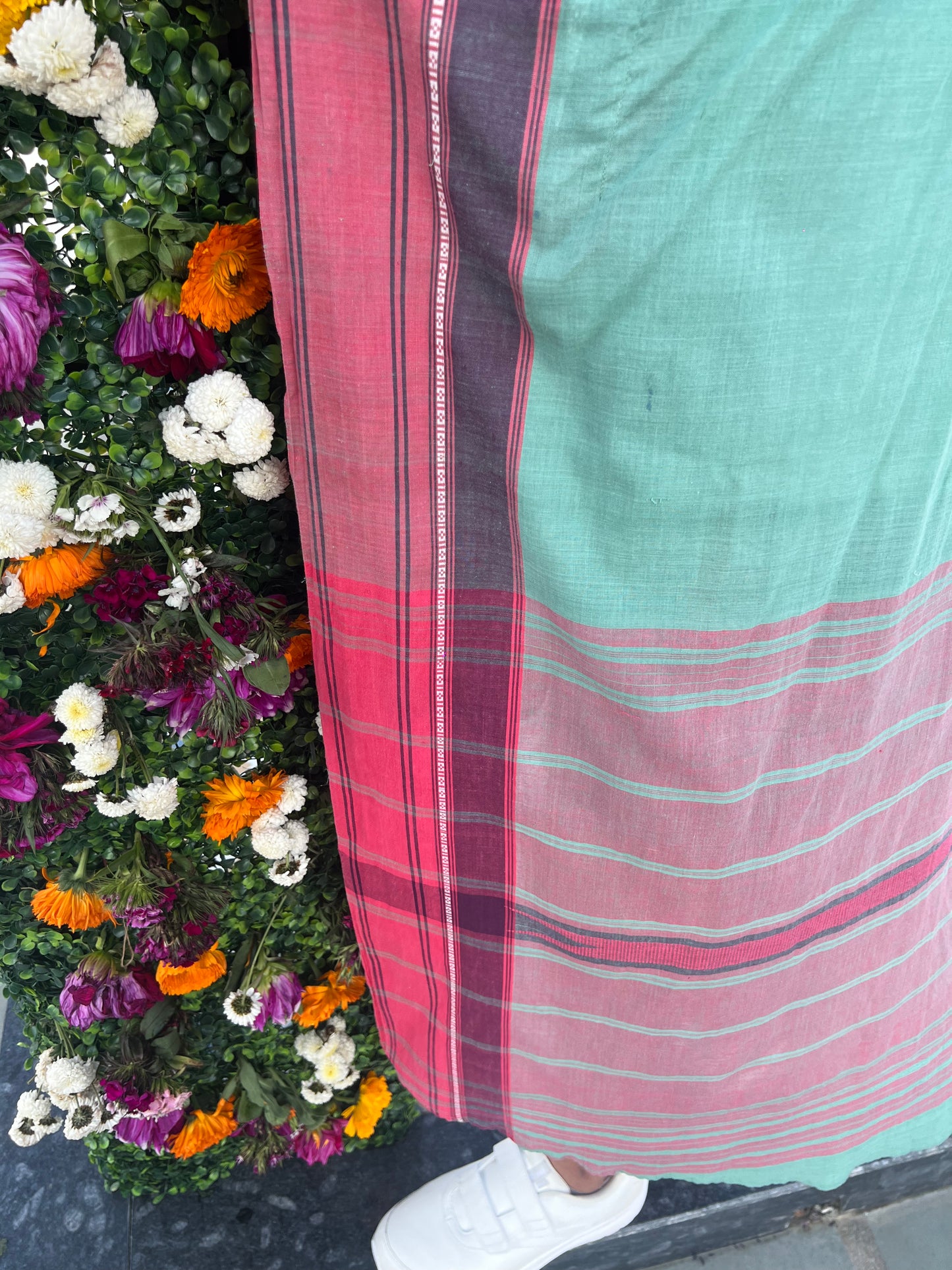 South Indian Cotton Saree Kaftan Dress - Cerulean Berry