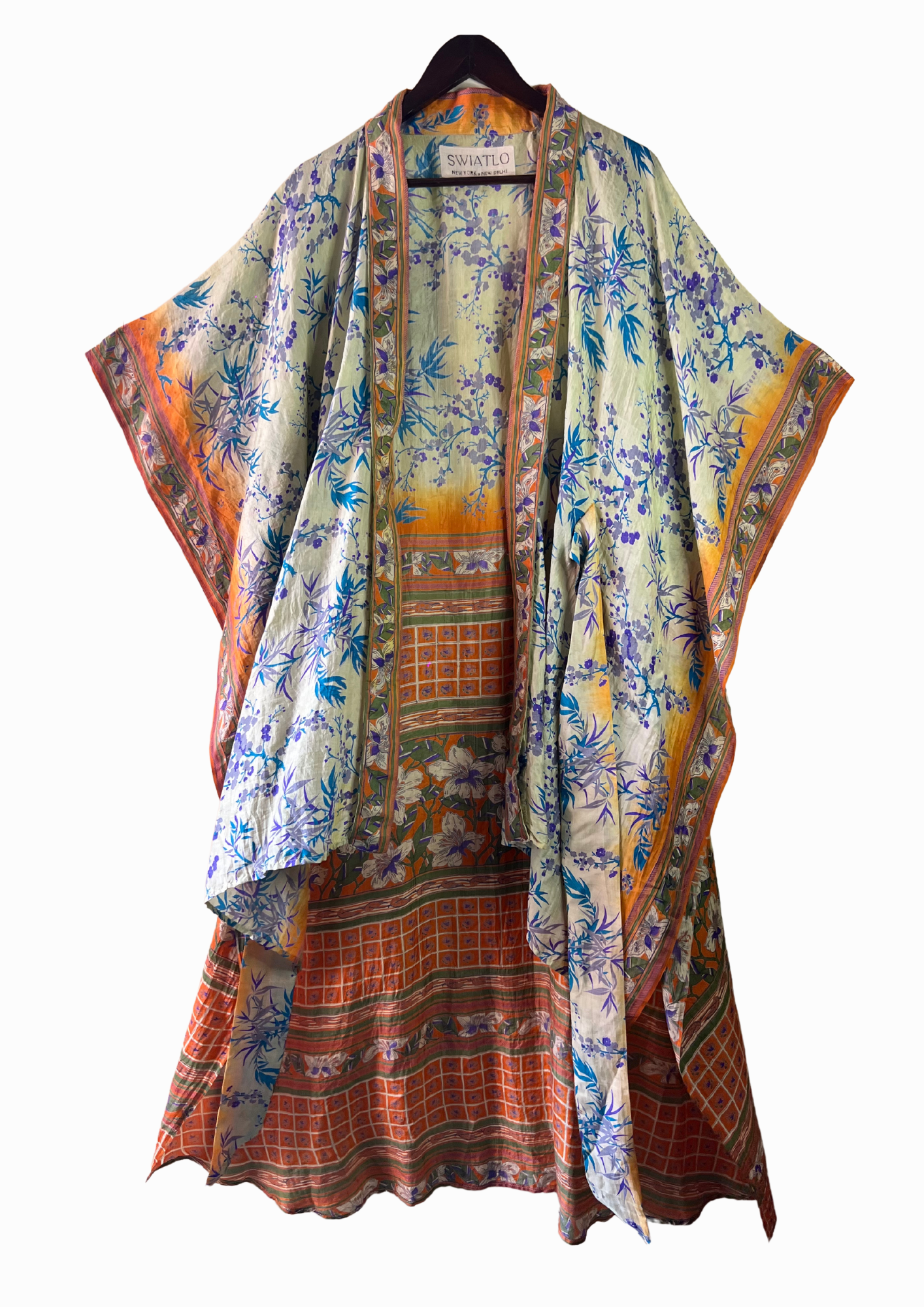 Silk Saree Kaftan Dress - Japanese Flora