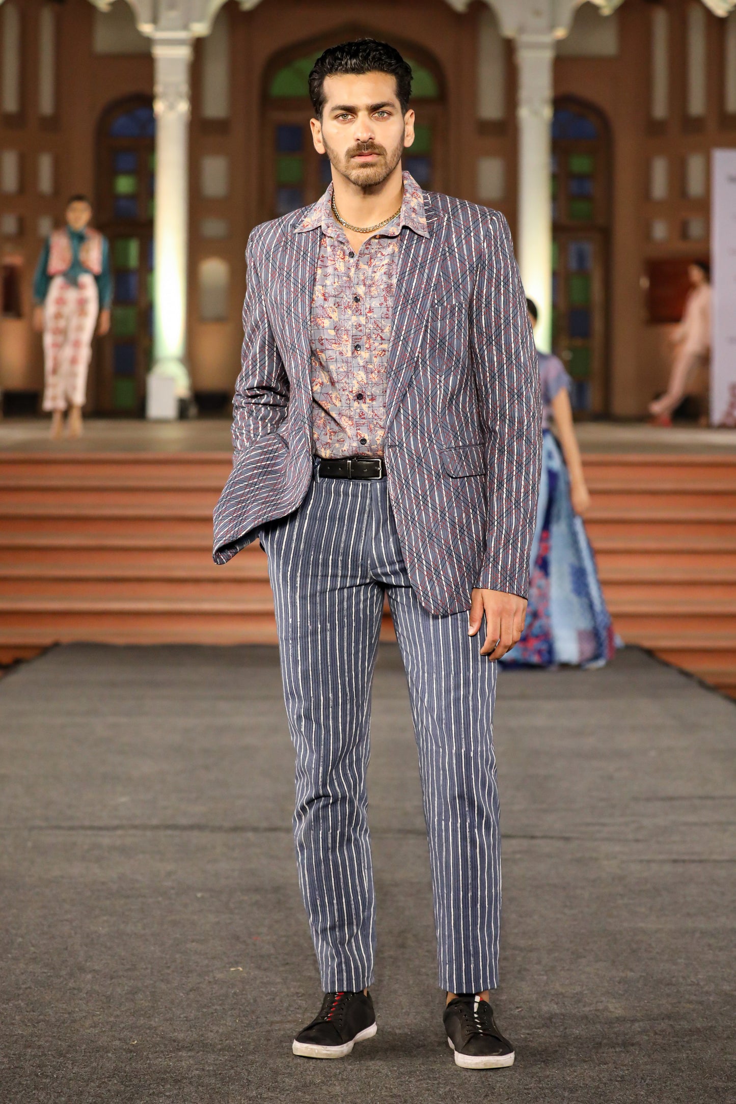 Embroidered Tailored Handloom Suit - Stripes and Plaid